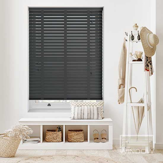 Taped Black Wooden Blinds Dubai